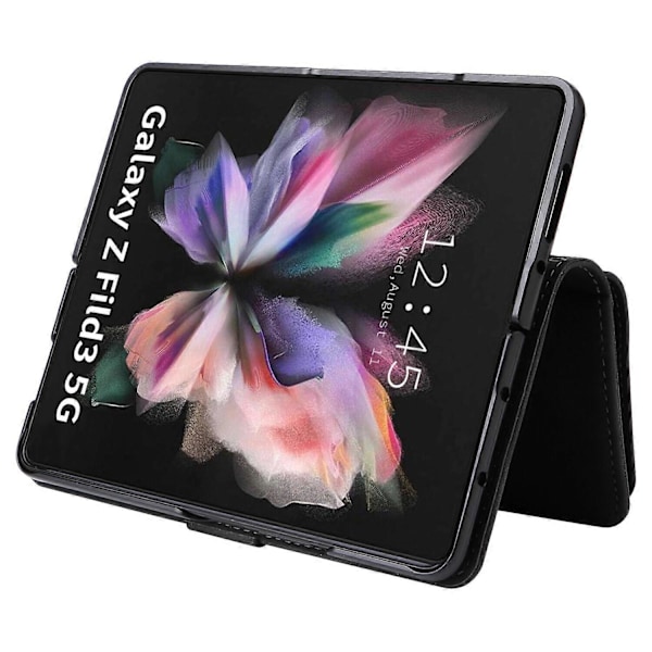Fodral för Samsung Galaxy Z FOLD 3 5G Läder Magnetisk Handväska Dragkedja Fickficka Armband Kompatibel med Samsung Galaxy Z FOLD 3 5G Fodral