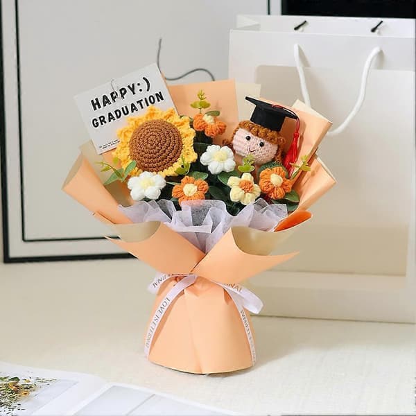 2026 Konfirmasjon Heklet Blomsterbukett Strikket Graddukke Kunstig (D) B
