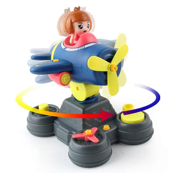 Børn DIY Samling Roterende Flymodel Skrivebordspynt Julegave Legetøj Crash-Resistent Design[D] A