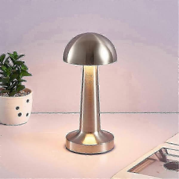 2025 Dumbbel Form Uppladdningsbar Metall LED Bordslampa Touch Sensor Skrivbordslampa Sovrum Restaurang Bar Dekor [D] Silver