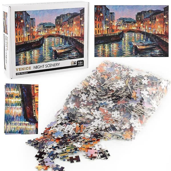 1000 Bitar Venedig Nattvy Pussel Dekompressionsspel[D]