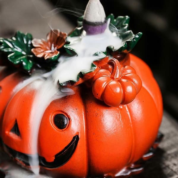Halloween græskar harpiks omvendt strøm røgelsesbrænder, tilbageløbsrøg boligindretning ornament (D)