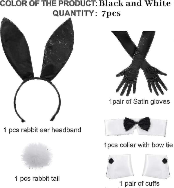 Bunny Kostymesett Inkl. Bunny Øre, Krage Sløyfe, Mansjetter, Gs Og Bunny[D]