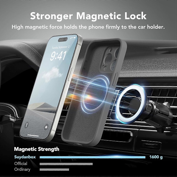 Etui til iPhone 16 Pro Max Kompatibel med MagSafe Flytende Silikondeksel med 2 Herdet Glass Skjermbeskyttere Multicolor Orange