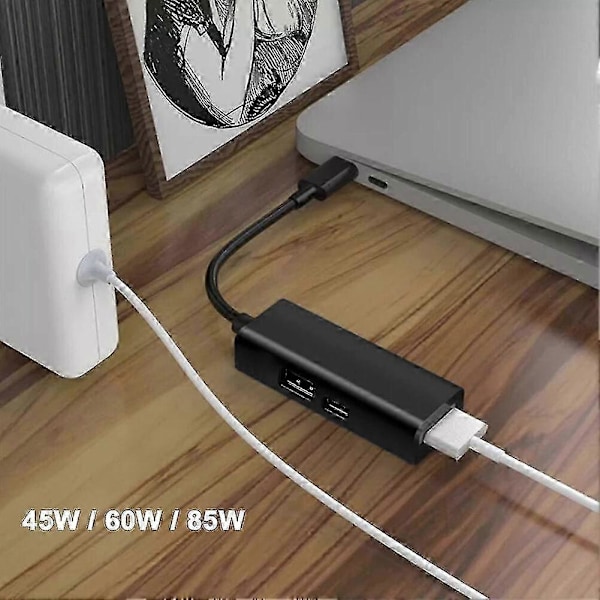 USB-C 3-in-1 MagSafe -sovitin, Type C - MagSafe 1/2 -muunnin kannettaville [D] White
