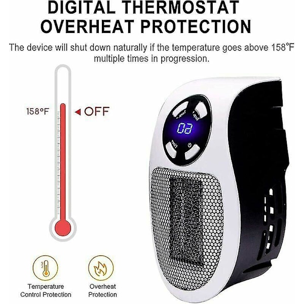 2 kpl 500 watin keraaminen puhallinlämmitin Mini puhallinlämmitin Lisälämmitin Säästävä Kannettava Pistorasiaan kytkettävä lämmitys Thermostatilla ja M