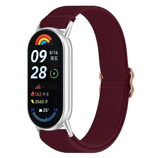 Urrem til Xiaomi Mi Band 9 Ceramic Edition/Smart Band 9 NFC/9/8 NFC/8 Elastisk nylonrem med[D] Multicolor Wine Red