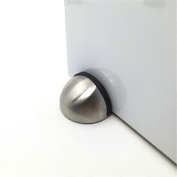 Golvmonterat dörrstopp i rostfritt stål, ovalt halvmåneformat dörrstopp (4 st, silver)[D]