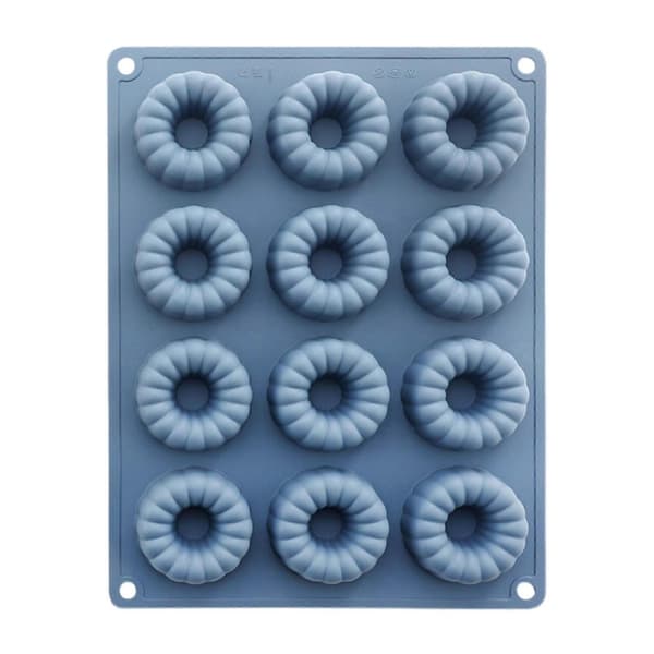 12-länks munkform, non-stick puddingkakform, högtemperaturbakning, lättanvänt köksredskap[D] Blue