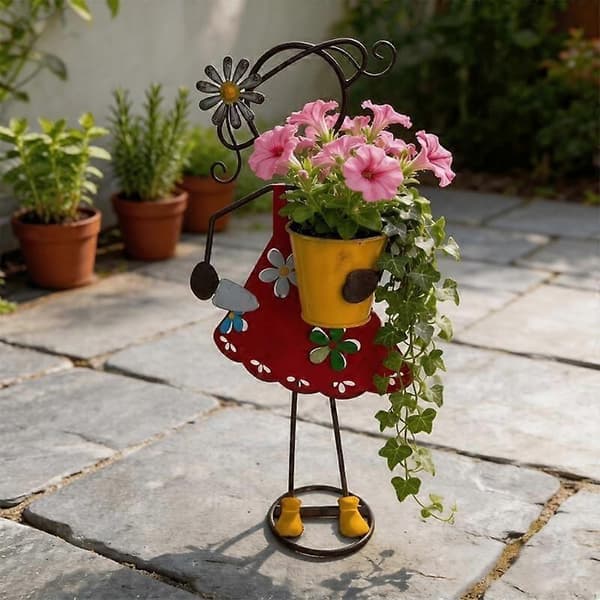 Metallskulptur Blomkruksställ, Utomhus Veranda Växthållare Prydnad (D) B
