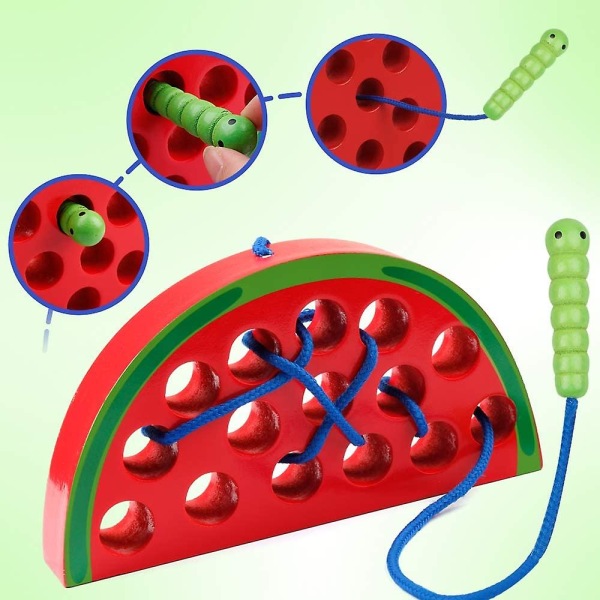 Träd i trä, vattenmelon, leksak, träblock, pussel, resespel, tidig inlärning, finmotorik, färdigheter, Mon [kk]