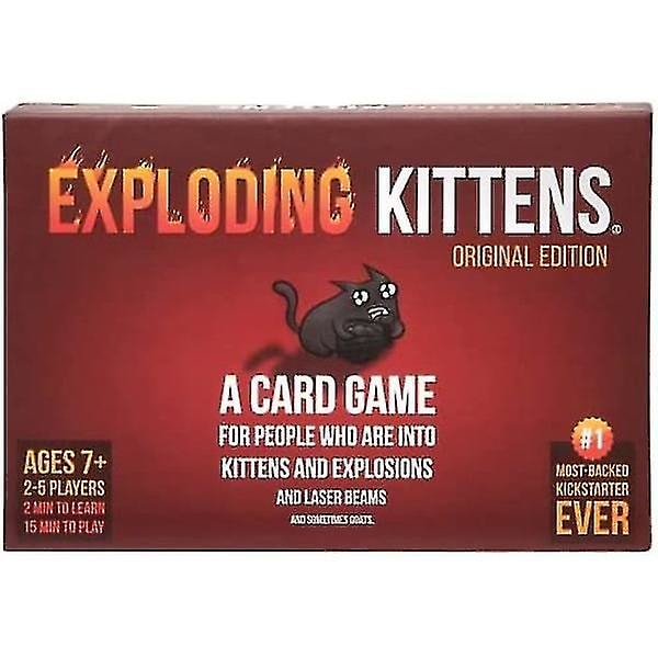 Exploding Kittens - Korttipeli | Perheystävällinen Juhlapeli | Venäläinen Ruletti | Englanti | 7+ | 2-5 pelaajaa
