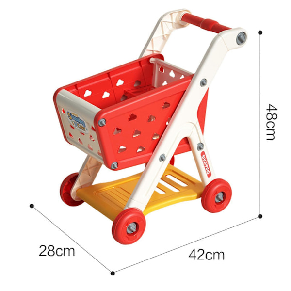 Barnvagn Leksak med 25 Frukt Grönsaker Mattillbehör Rollspel Mini Shopping Trolley Föreställ dig Lek Matvaruaffär Vagn Leksak Pojkar Flickor G