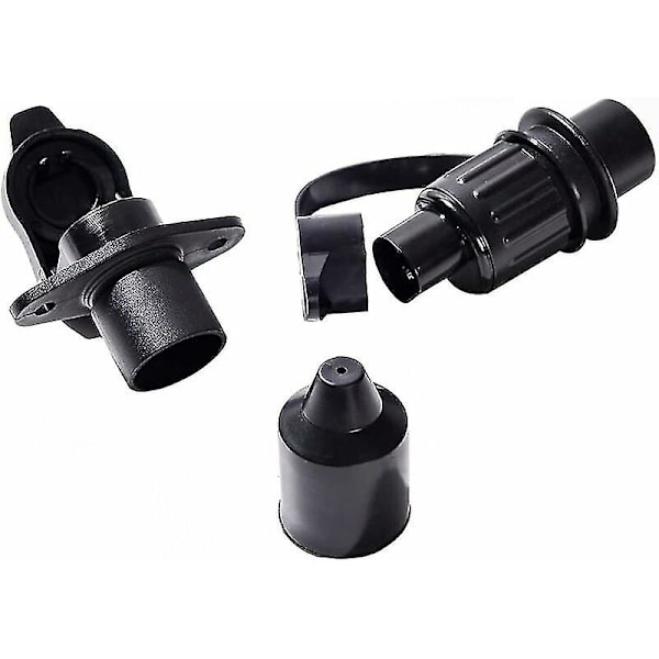 Stikkontakt og 3-polet stik, til 12V Trailer Vandafvisende 3-polet stik Han Hun Stik, 3-polet stikkontakt