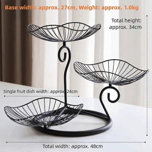 Jern Frugtskåle Stativ Lotusblad Form Bordplade Holder Brød Snack Display[D] black
