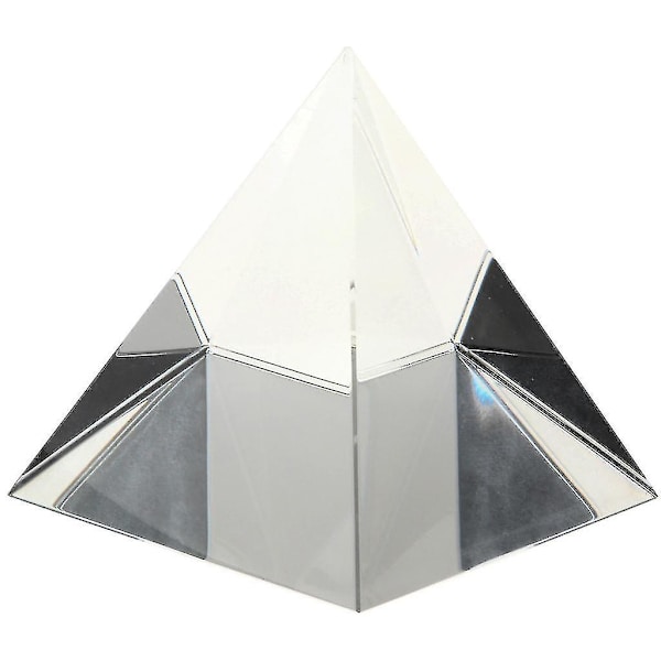 100mm Klar Kristallglas Pyramid Prisma Hantverk Staty Heminredning Pappersvikt