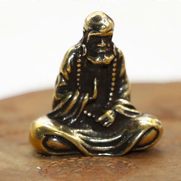 Retro Messing Buddha Mini Statue Bodhidharma Mester Figurer Skrivebordsdekorasjon Håndverk Gaver Miniatyrer[D] Copper