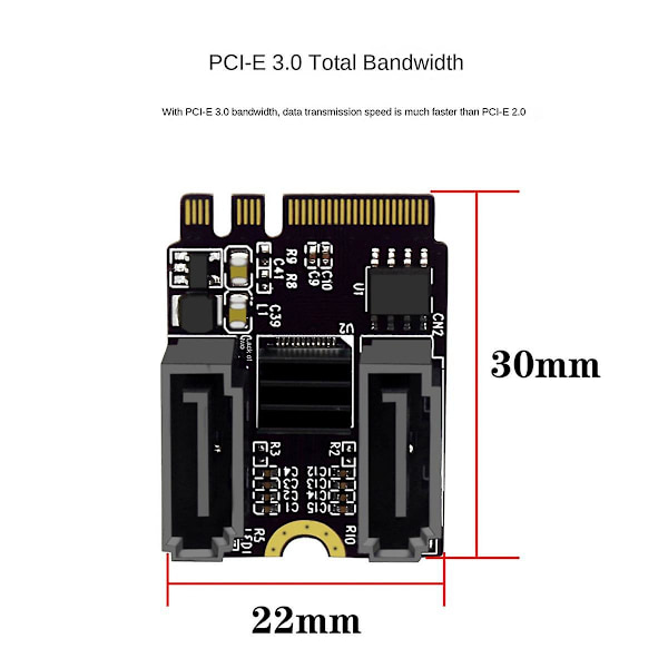 2X M2 till SATA3.0 Utbyggnadskort KEY A+E WIFI M.2 till SATA Hårddiskadapterkort Utan Drivrutin Inst