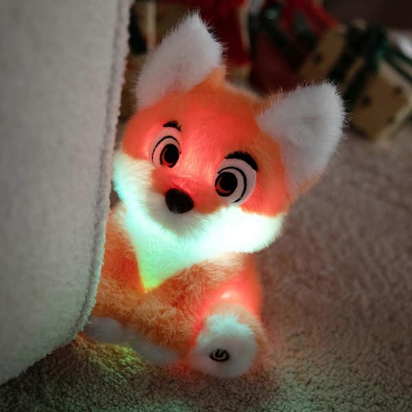 Glow Fox Lysende Tøjdyr LED Natlys Ræv Blødt Plyslegetøj (D) Orange Fox