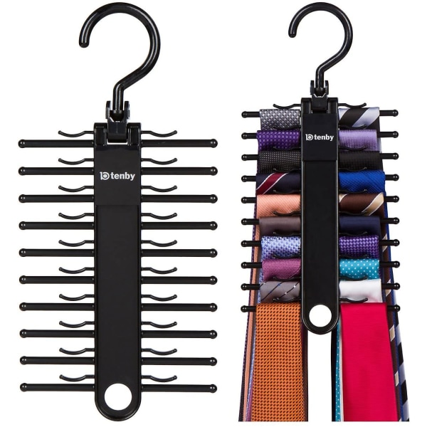 2-pack Black Tie Rack, Organizer, Hängare, Hållare - Prisvärd Ti. [kk]