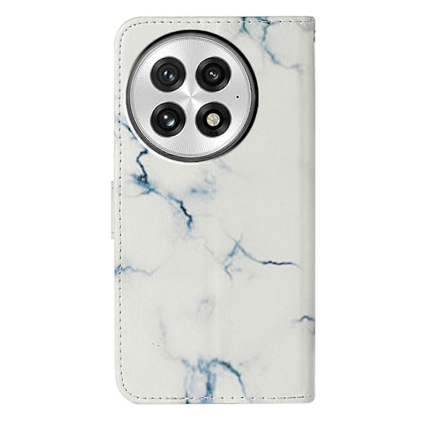 Marmorläder Telefonfodral För OnePlus 13 White Marble
