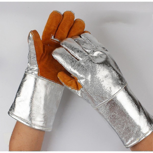Högtemperaturbeständiga handskar 1000 grader brandsäkra antiskalderande värmeisolering smält aluminiumfolie femfingrar ugn mikrovågsugn