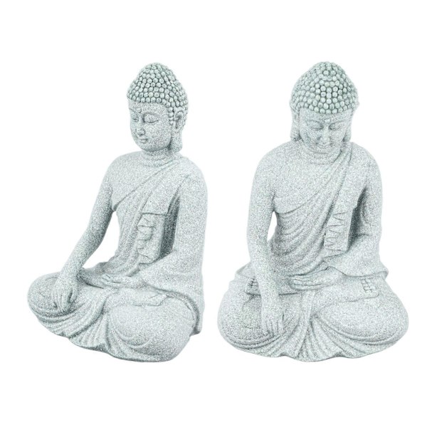 Liten Buddha-dekorasjon Utsøkt håndverk Grønn sandstein Buddha-pynt for fiskekar Zen sittende Buddha