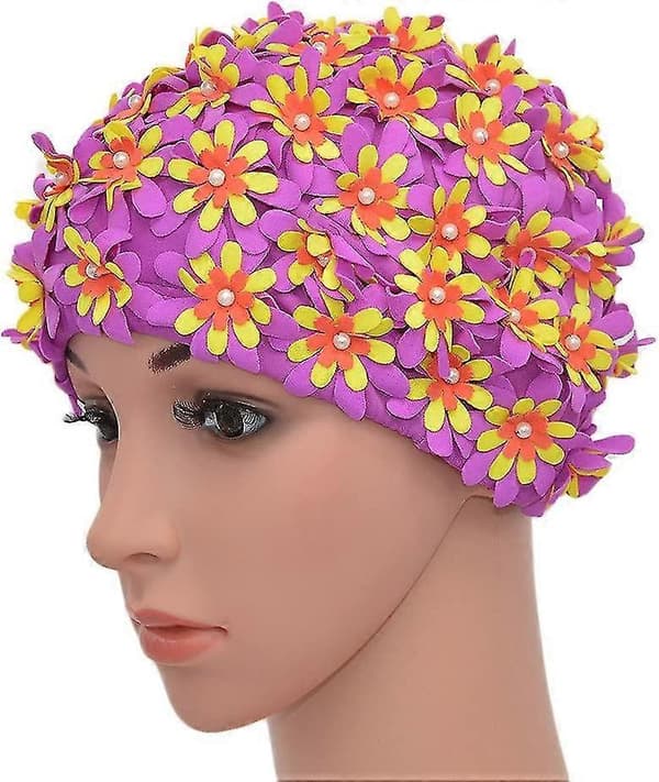 Badehette Blomsterblad Retro Stil Badehetter For Kvinner[D]