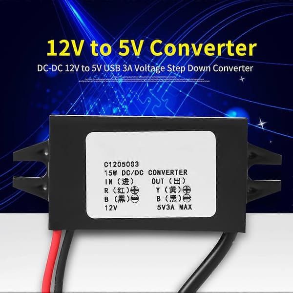 DC-DC 12V til 5V 3A Micro USB Konverter Spændingstrin Ned Regulator til Bil Smartphone[D]