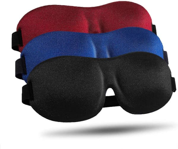 Sovmask 3-pack, Uppgraderad 3D-konturformad 100% mörkläggande ögonmask[D]