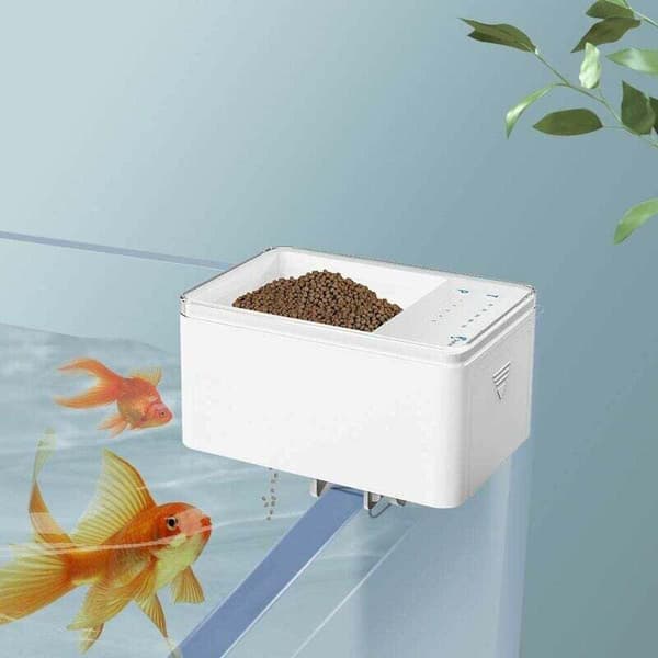 Automatisk fiskefoderautomat 70ML, dispenser med smart digital timer, batteridrevet til akvarium Blanc 0.165 kg