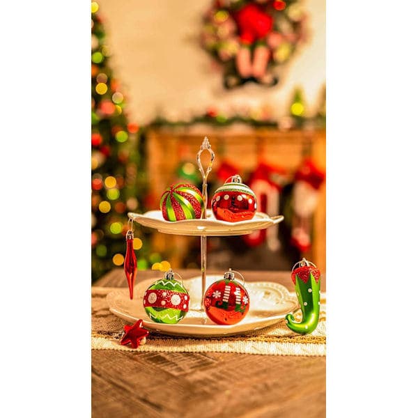 Juldekorationsverkstad 70 Röda Gran Kulor 3-8cm Under Bar Tomte Hållbar[D]