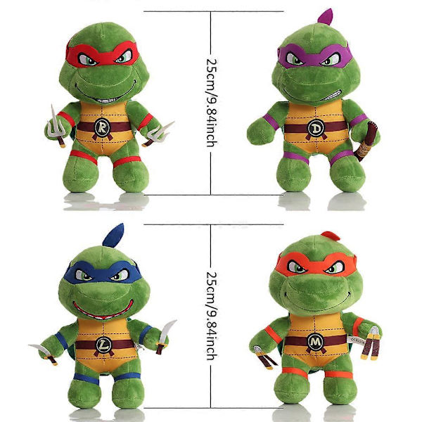 Teini-Mutanttininjakilpikonnat Plushie 25cm Lasten Pehmolelu Pehmeä Taapero Lasten Leikkikalu Lahja
