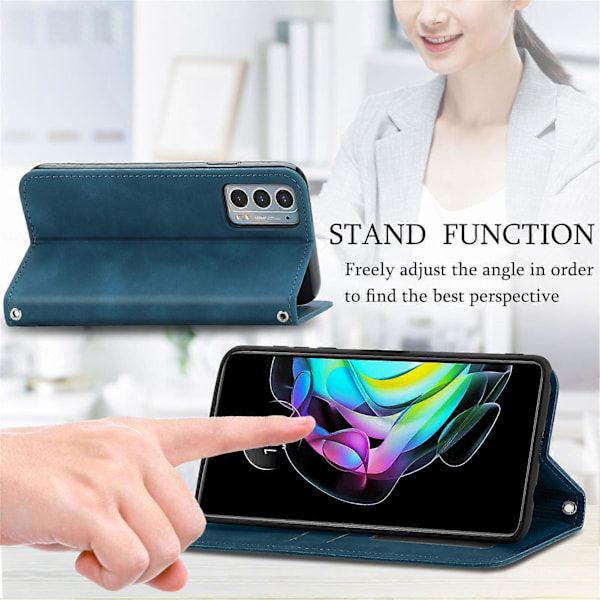 Fodral för Motorola MOTO Edge 20 Magnetisk Stängning Läder Plånboksfodral Housse Etui Stötsäker - Grön