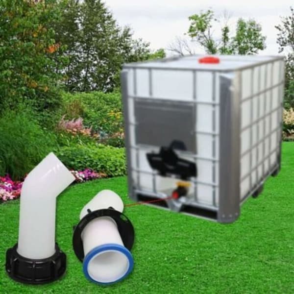 Avløpstut med mutter for 1000L IBC vanntankventil, universell slangeadapter 0.05