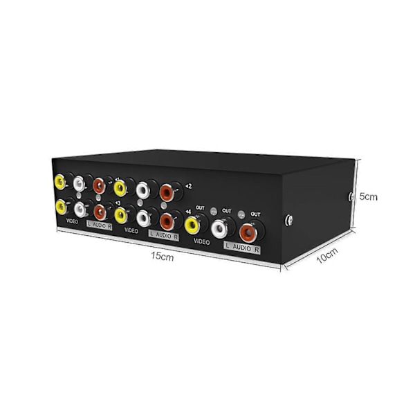 4-Port RCA Komposit Video Audio AV Switch Selector Switcher Splitter Box 4-Vejs Fg