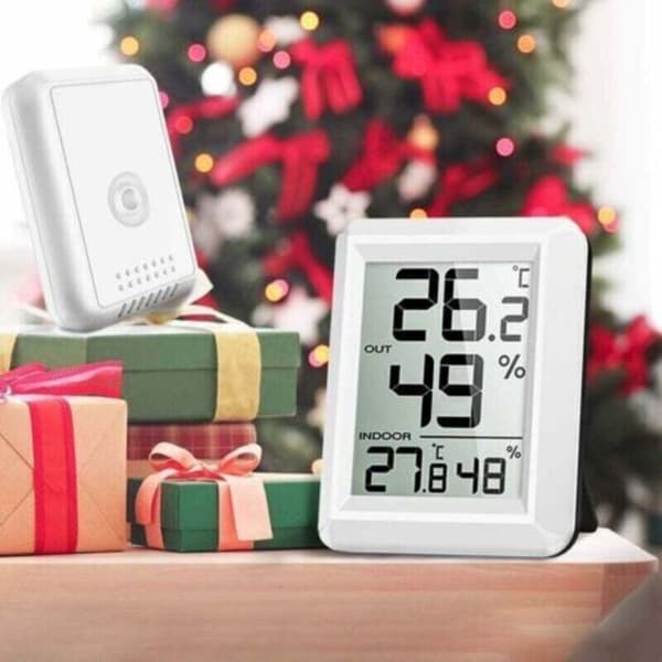 Indendørs og udendørs termometer, smart termometer med trådløs udendørssensor, digitalt termometer hygrometer med stor LCD-skærm, ℃/℉ Sw(D)
