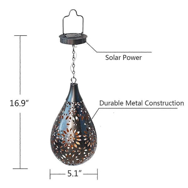 Udsalg Solar Udendørs Gårdhavelys, Daisy Jern Pendel Lampe, Lys, Hegn LED Pendel Projektionslys[D] Multicolor