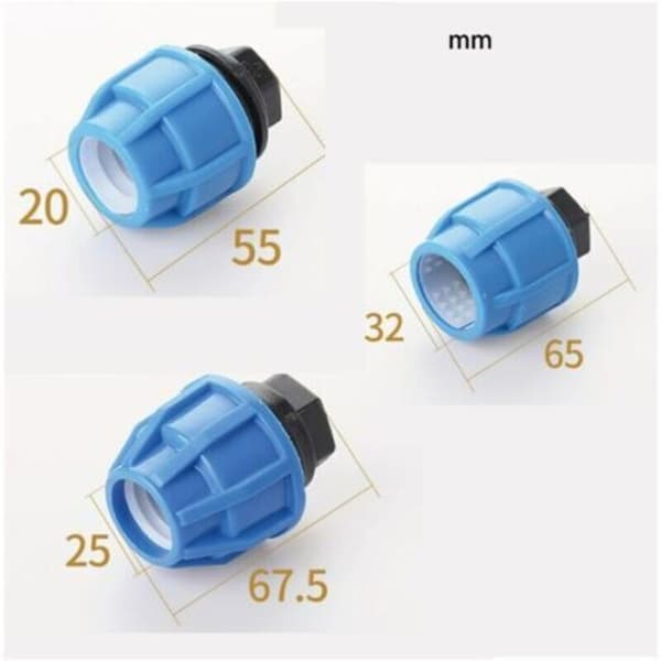 Vattenrörskopplingar - 2st 32mm plugg, PN16 klämkoppling, för PE80/PE100 rör 0.05