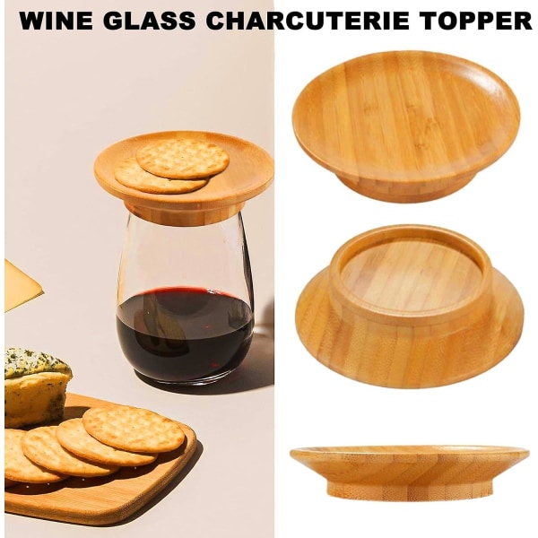 Vinglass-ost- og kjeksbrett Topper, 2024Ny Vinglass-ost- og kjeksbrett Topper, Ost- og kjeksbrett Vinglass Topper, Bambus Vinglass Topper Underlag [kk] 1 Pcs