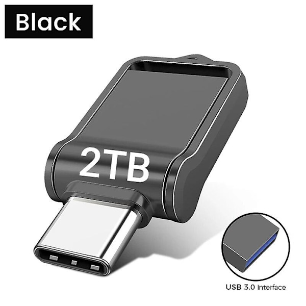 Metall USB 3.0 2TB Pen Drive USB C-port Snabb 1TB U-disk Mini Vattentät Flash Drive 2TB Minneskort för Telefon PC MacBook~21618