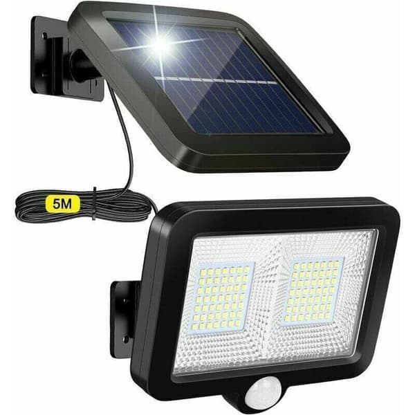 Utendørs solcellelampe med bevegelsessensor, 98 LED, 5m kabel, IP65 0.5 kg