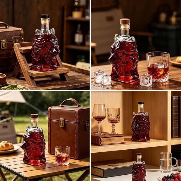 Karaffer för alkohol - Varg Huvud Form Glas Cocktail Karaff, Vinflaskor, för Hemmabar Bröllopsskåp Semesterfest Restaurang (LGL)