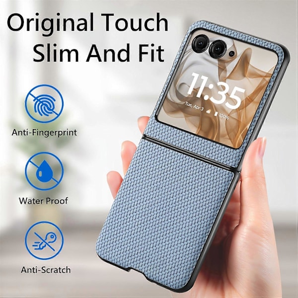 Mobilfodral i kolfiberstruktur för Motorola Razr 50 Blue