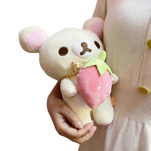 Ny Strawberry Rilakkuma Plyschleksak Söt Mjuk Teddybjörn Fylld Dock Cartoon Vit Brun Par Vänner Födelsedagspresent till Barn