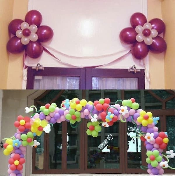 60 stk. Bærbare blomsterformede ballongklips holdere for bryllup bursdag[D]