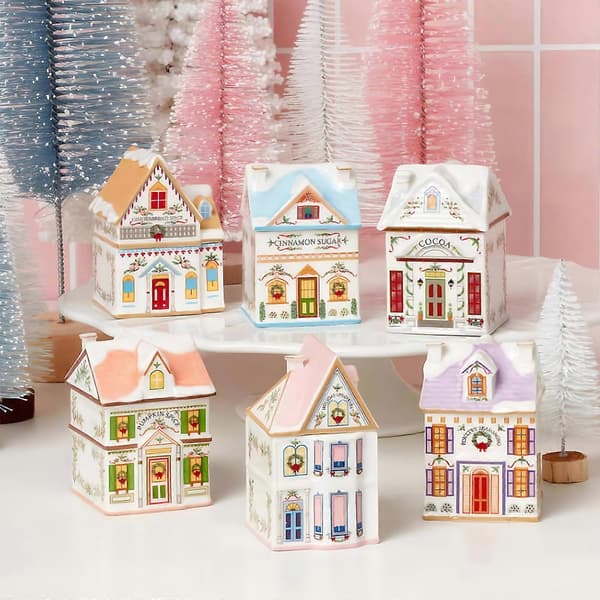 Jul Mini Pepparkakshus By Set, Kryddhusprydnader Med Förvaringslåda För Juldekoration (D)