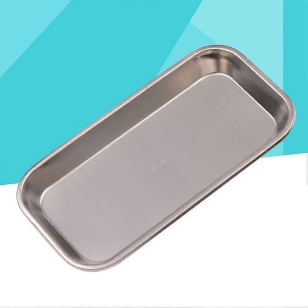 Professionel 304 rustfri stål flad instrumentbakke [D] Silver 8X6.5X0.25cm