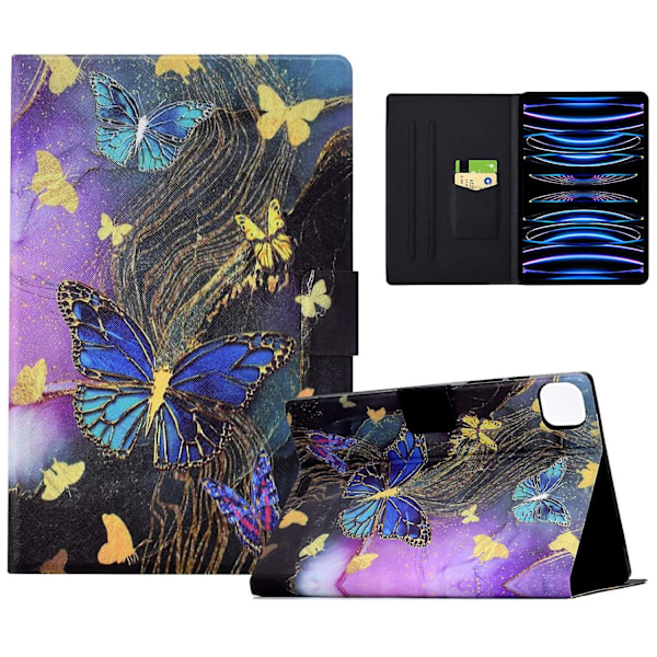 Etui til iPad Pro 11 (2018) / (2020) / iPad Air 11 (2024) / Air (2020) / (2022) PU Læder Mønster F Multicolor Golden Butterflies