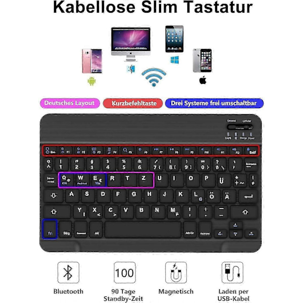 Nettbrett A9 Plus Tastatur - Galaxy Tab A9 Plus Deksel med Tastatur, Magnetisk Trådløst Bluetooth Avtakbart Tastatur [D]